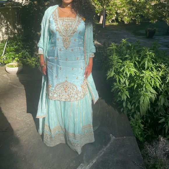 Stunning Sharar, Punjabi Suit ! Worn once! Size 42 - Picture 3 of 4